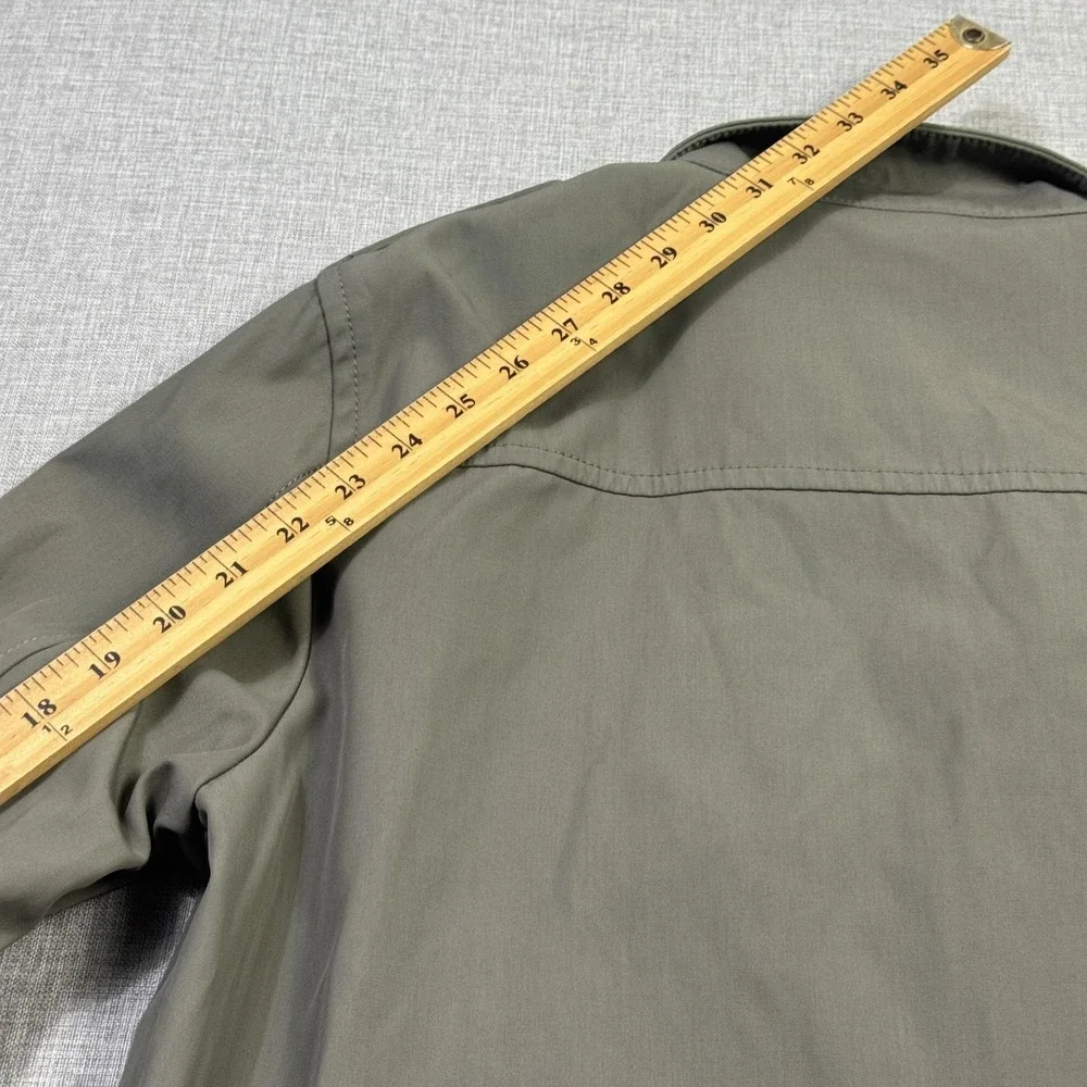 Banana‎ Republic Military Jacket Mens Medium Green Lined Full Zip Pockets Canvas
